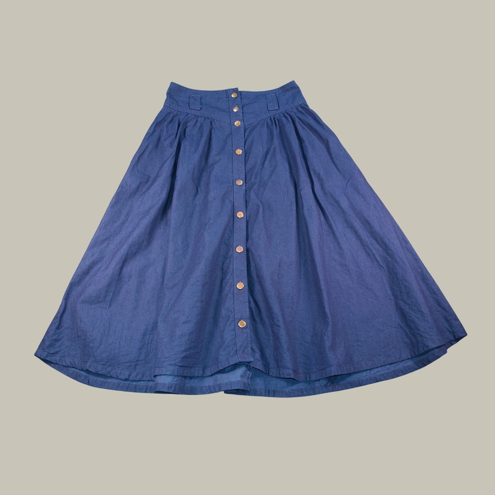 Vintage Circle T Marilyn Lennox Denim‎ Button Front Midi Skirt